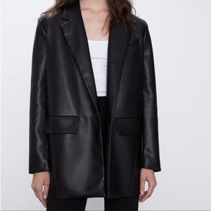 Zara leather blazer oversized Clearance